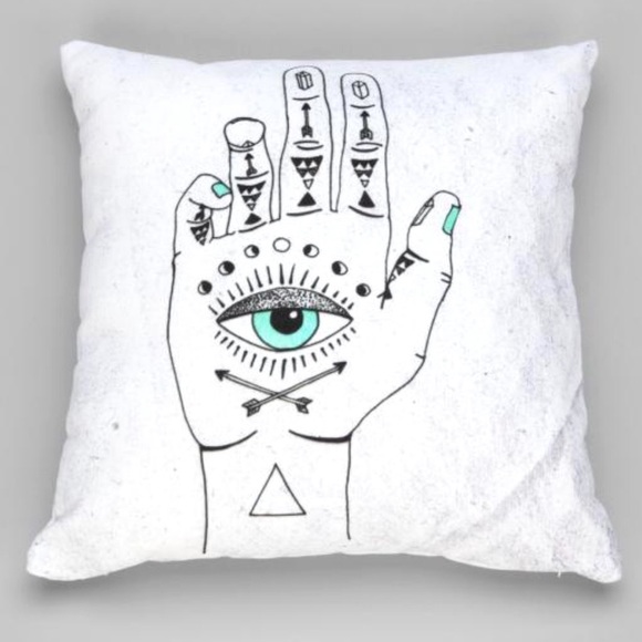 Other - DENY DESIGNS Eye See Hamsa White Print Decorative Throw Pillow Case Boho 18”x18”